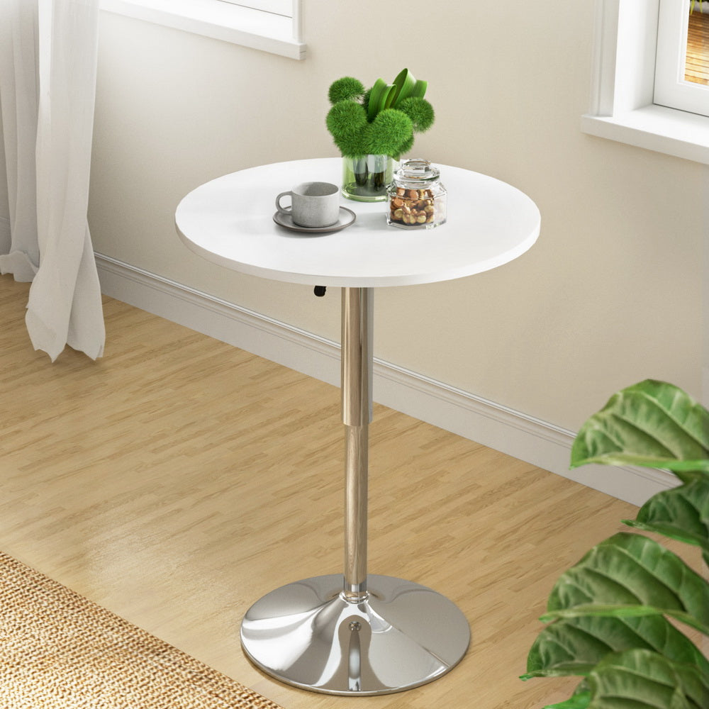 Artiss Bar Table Gas Lift Round White 8