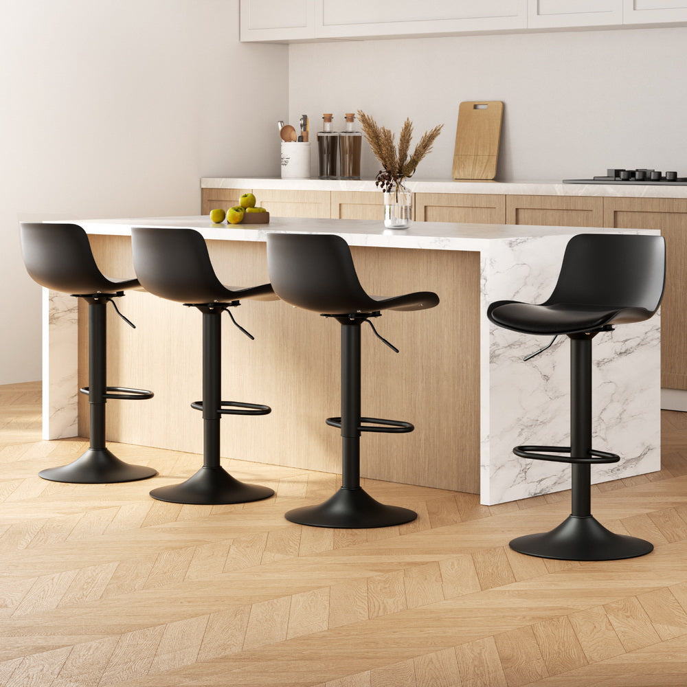 Artiss 4x Bar Stools Padded Seat Gas Lift Black 7