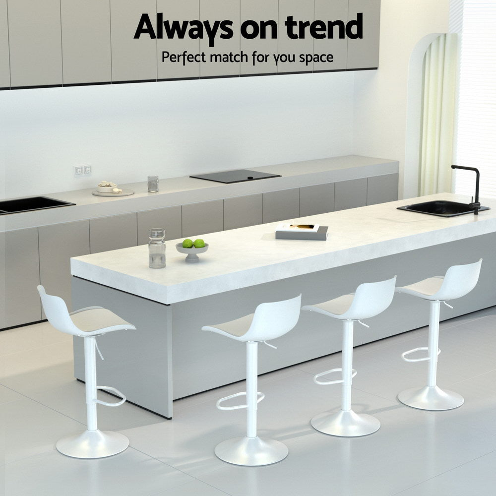 Artiss Bar Stools Kitchen Swivel Gas Lift Stool Leather Dining Chairs White x2 7