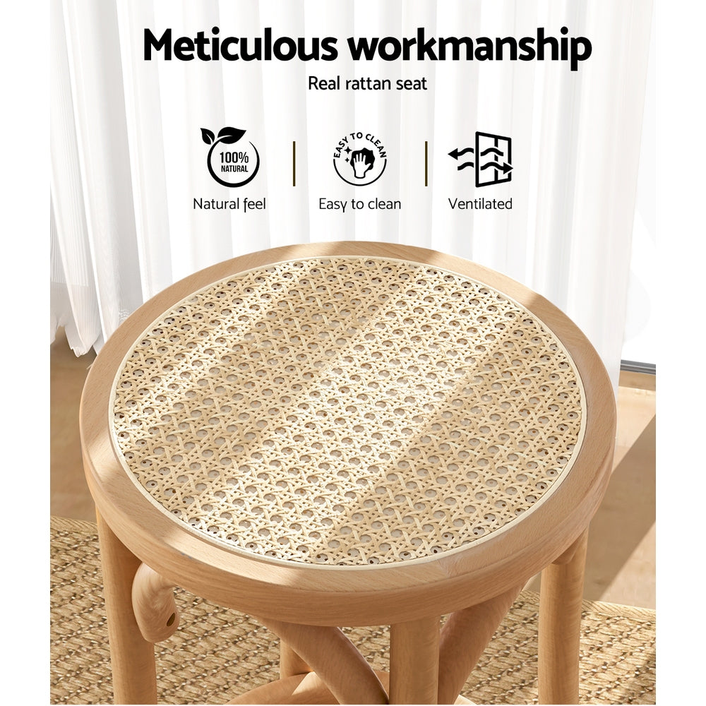 Artiss Bar Stool Rattan Seat Wooden 4