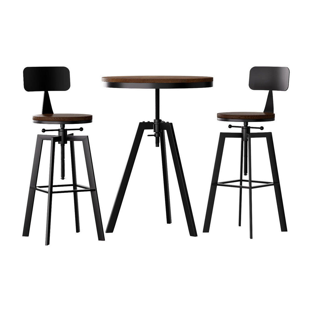Artiss Bar Table and Stools Set Dining Desk Industrial Kitchen Chairs Cafe Pub 3
