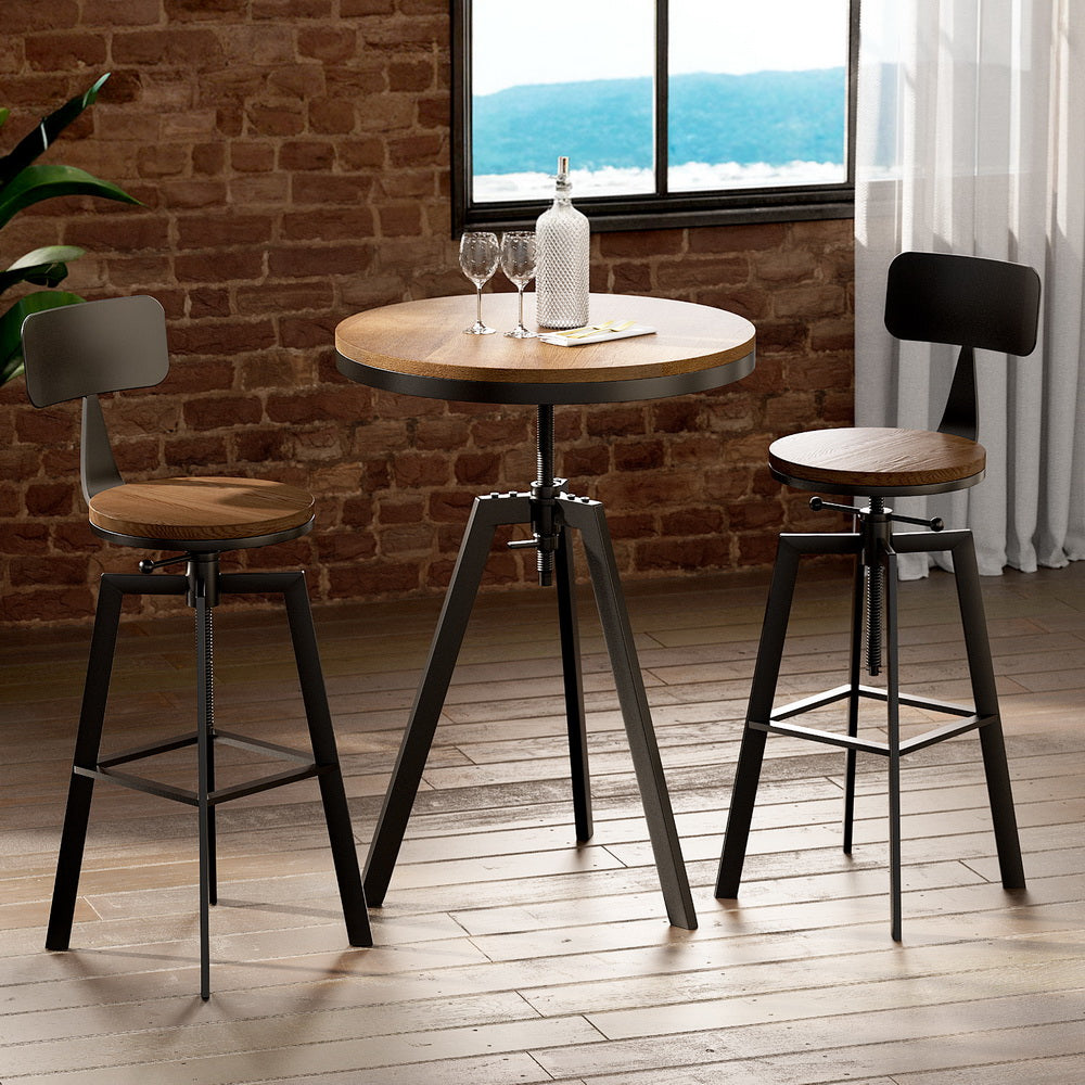 Artiss Bar Table and Stools Set Dining Desk Industrial Kitchen Chairs Cafe Pub 7