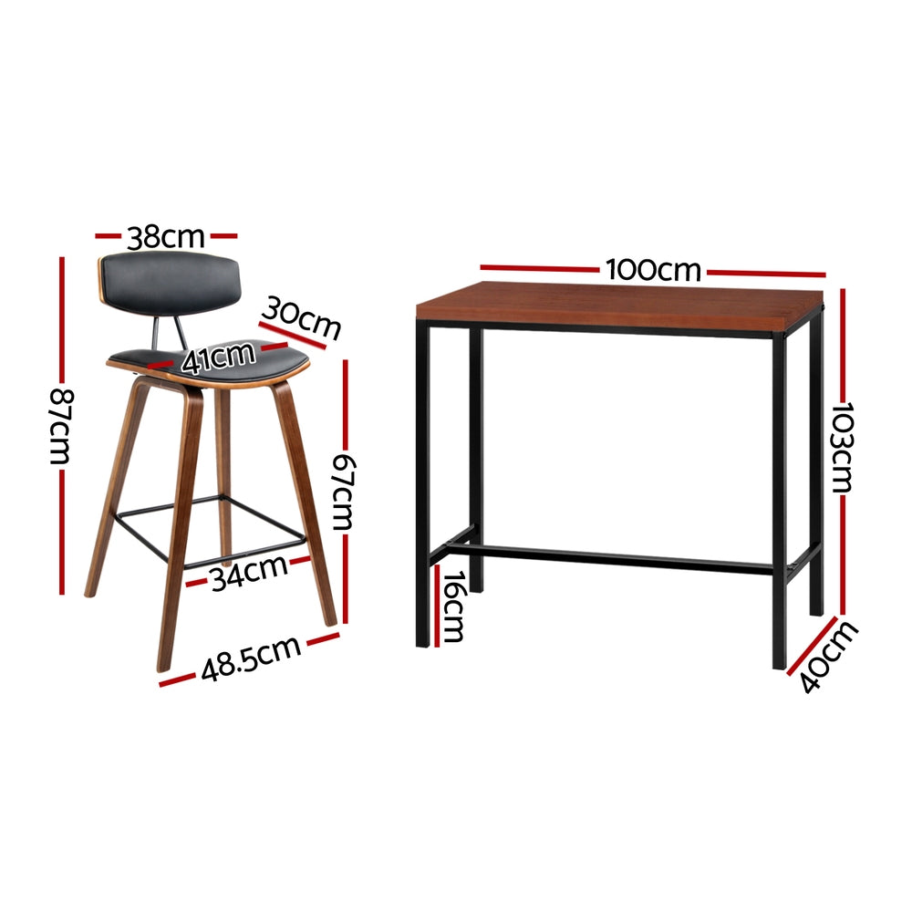 Artiss Bar Table and Stools Set Dining Desk Kitchen Chairs Cafe Pub 4
