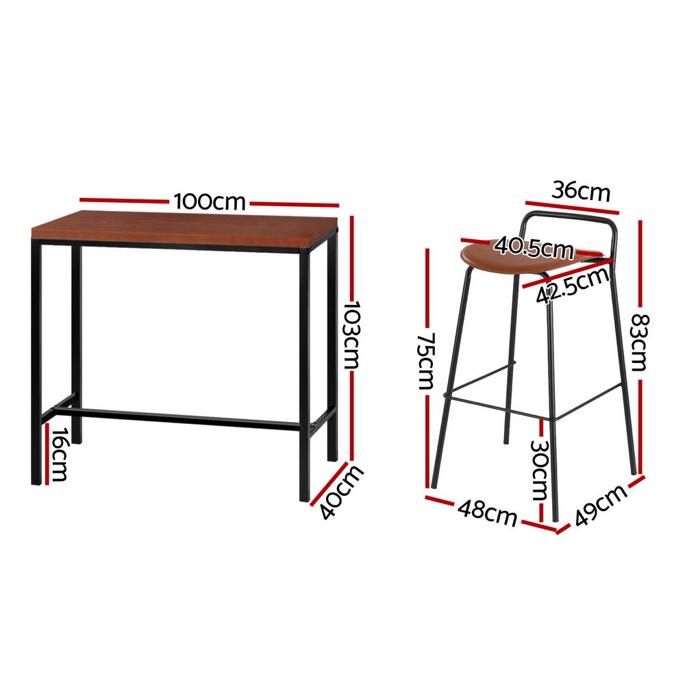 Artiss Bar Table and Stools Set Dining Desk Kitchen Chairs Cafe Pub 4