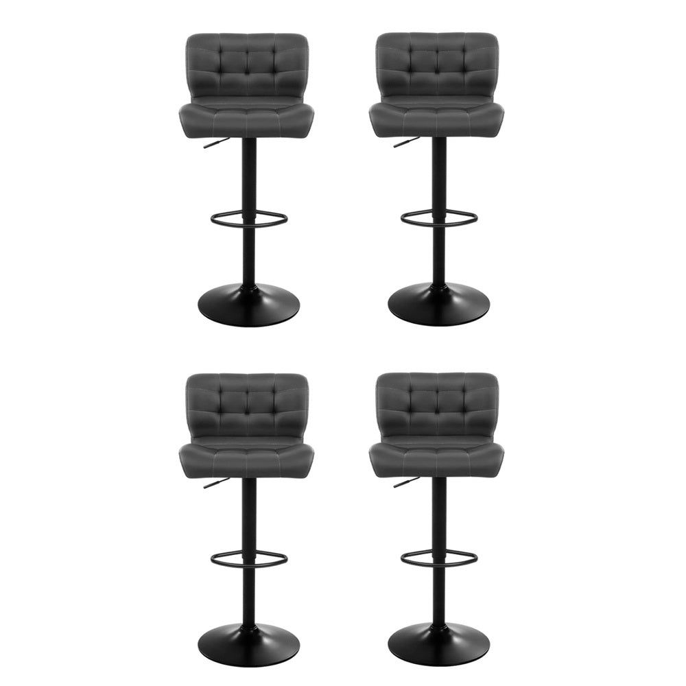 Artiss 4x Bar Stools Gas Lift Leather Padded Grey 3
