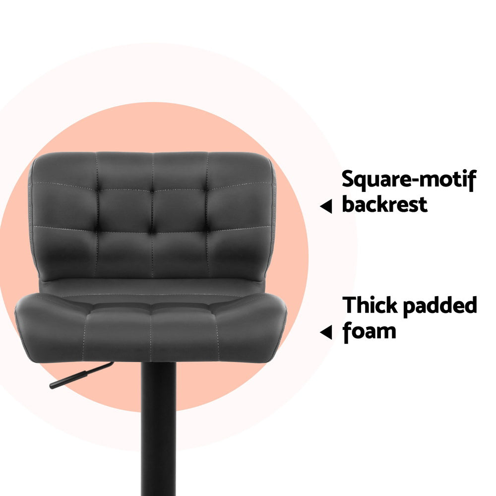 Artiss 4x Bar Stools Gas Lift Leather Padded Grey 5