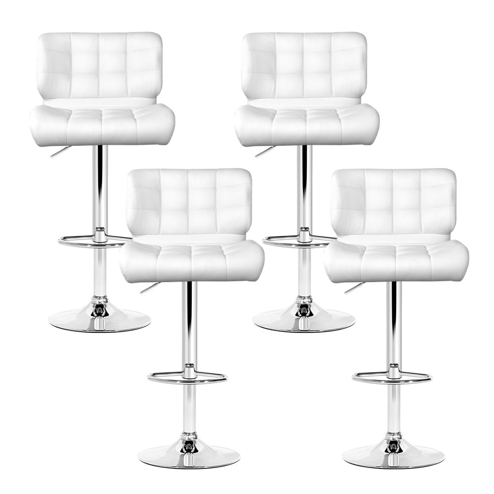 Artiss 4x Bar Stools Gas Lift Leather Padded White 3
