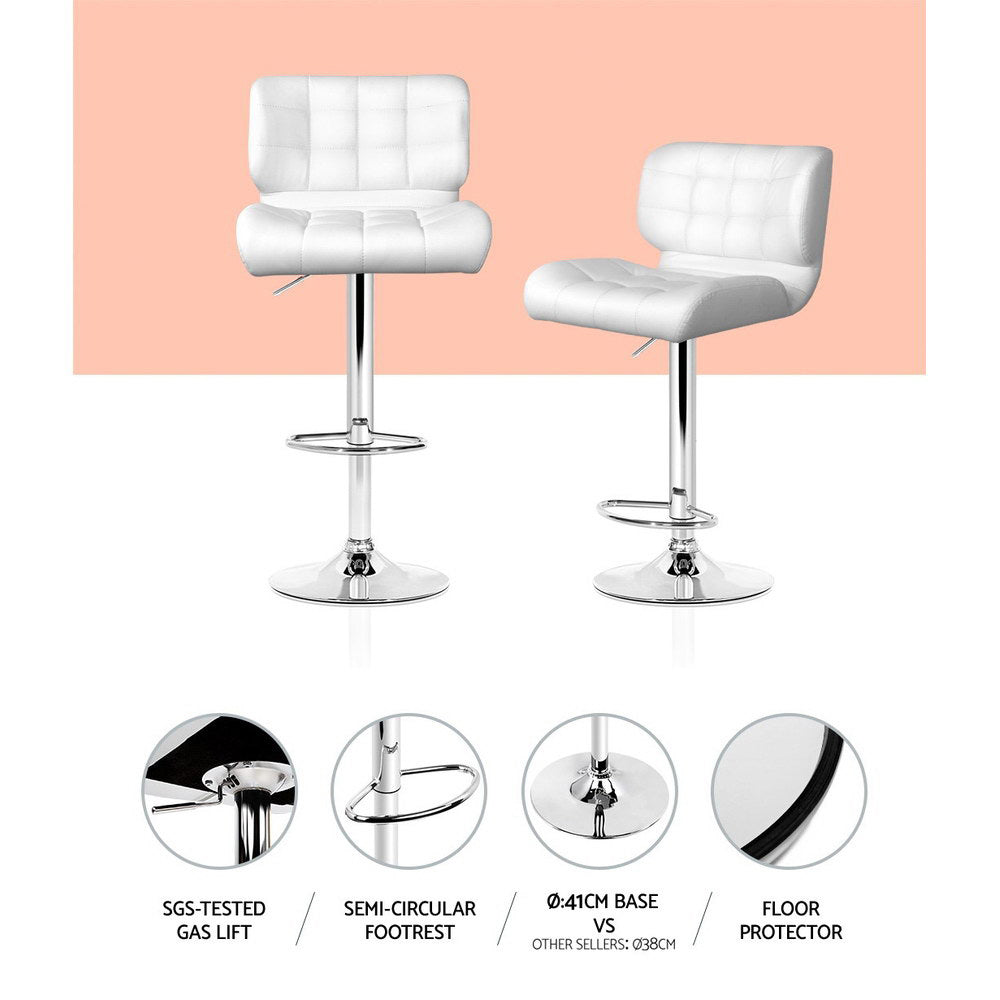 Artiss 4x Bar Stools Gas Lift Leather Padded White 4