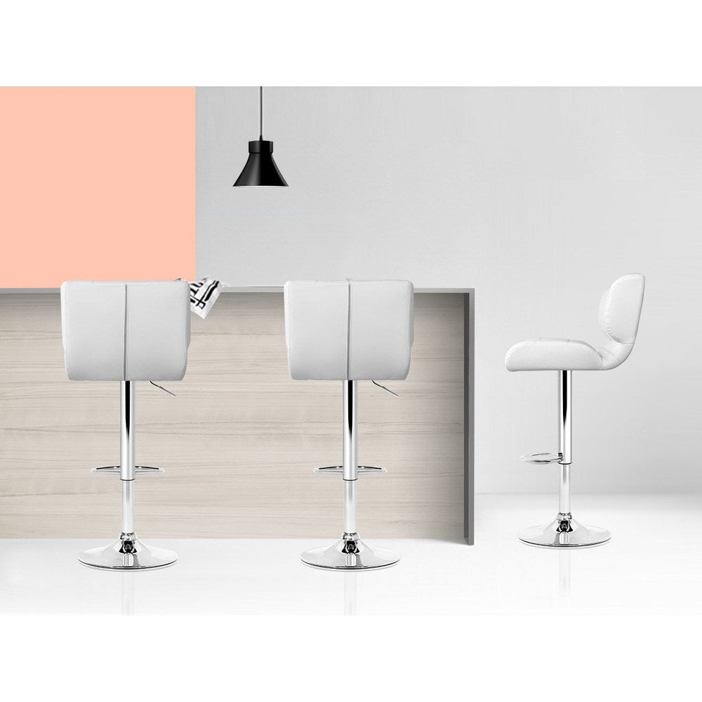Artiss 4x Bar Stools Gas Lift Leather Padded White 5