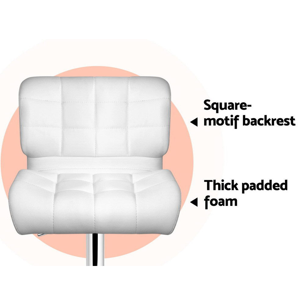 Artiss 4x Bar Stools Gas Lift Leather Padded White 6