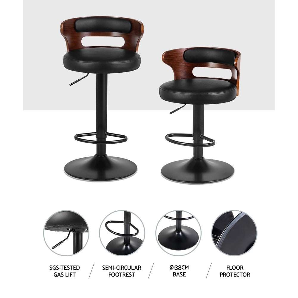 Artiss 2x Bar Stools Gas Lift Faux Leather 4