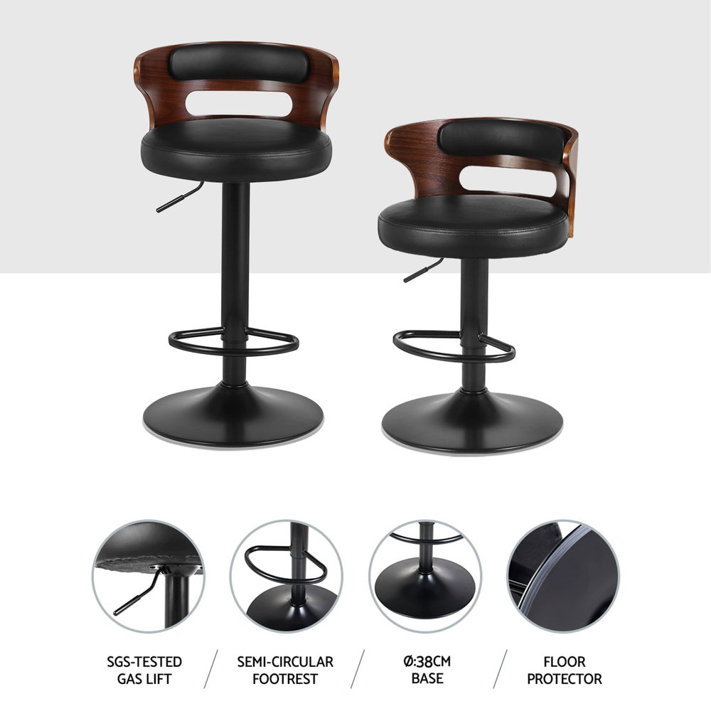 Artiss 4x Bar Stools Gas Lift Faux Leather 5