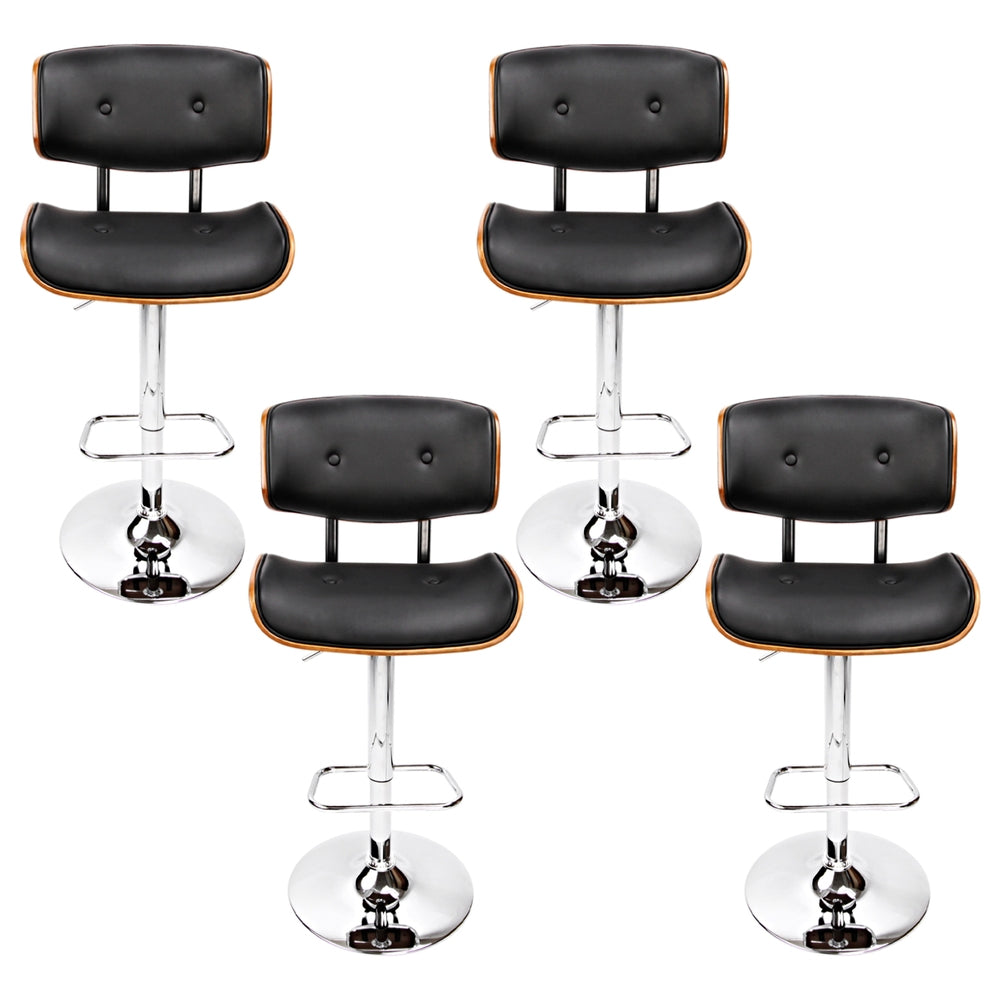 Artiss 4x Bar Stools Gas Lift Leather Black 3