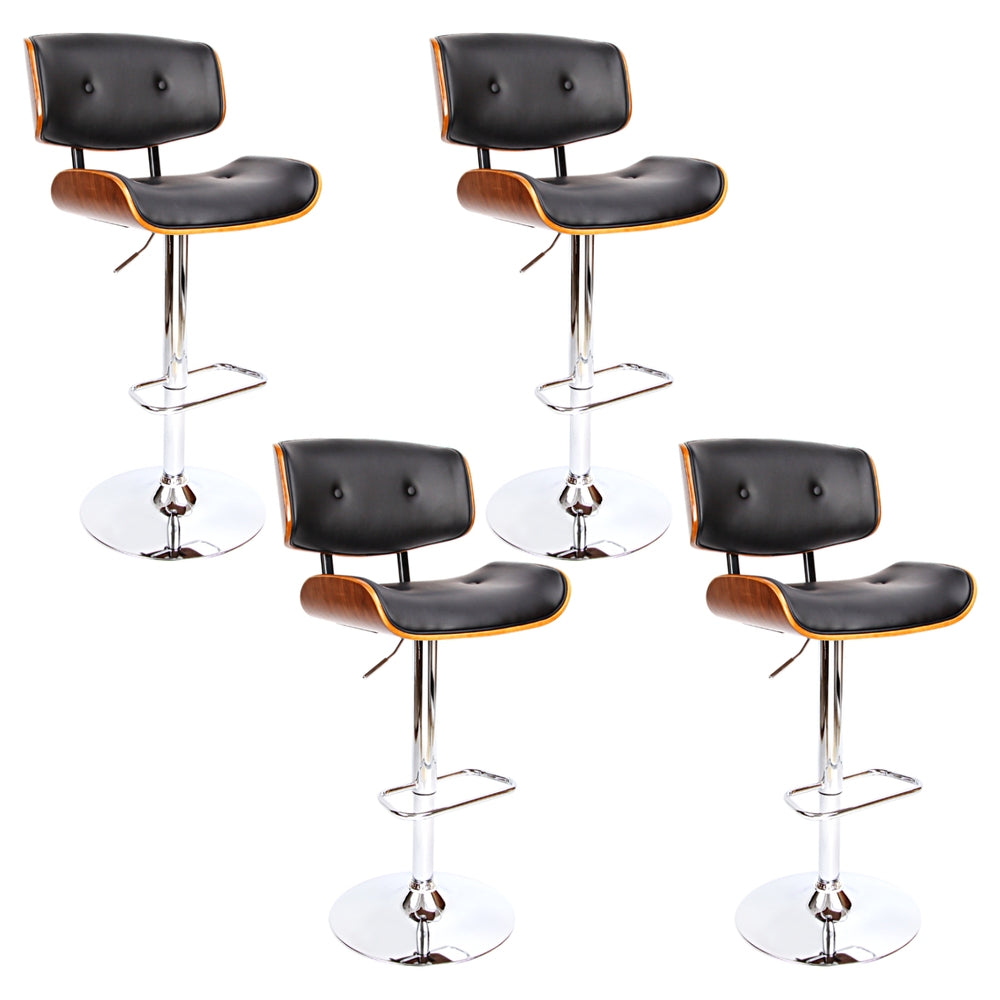 Artiss 4x Bar Stools Gas Lift Leather Black 7