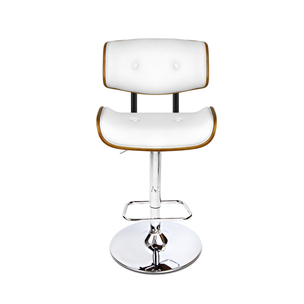 Artiss 2x Bar Stools Gas Lift Leather White 3