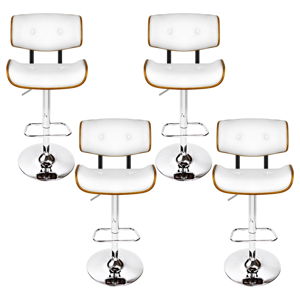 Artiss 4x Bar Stools Gas Lift Leather White 3