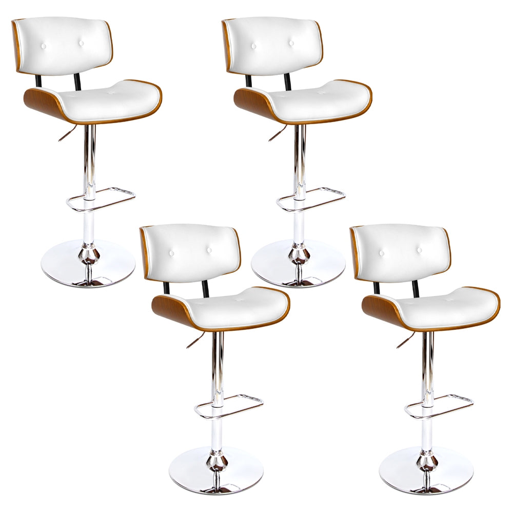Artiss 4x Bar Stools Gas Lift Leather White 7