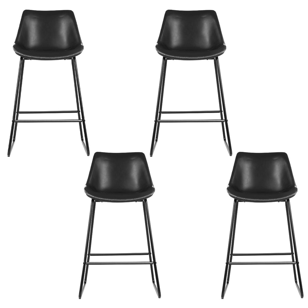 Artiss 4x Bar Stools Leather Padded Metal Legs Black 3