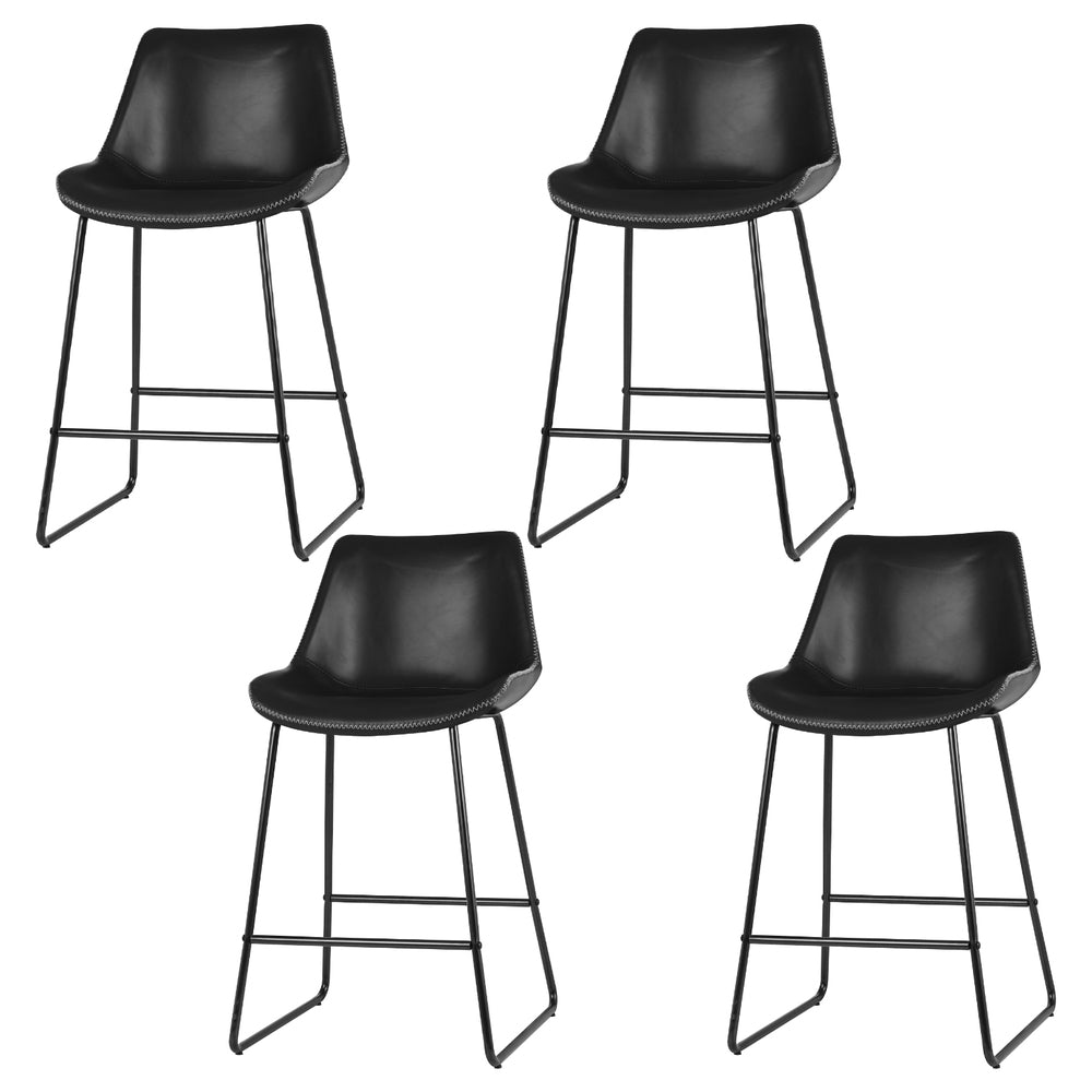 Artiss 4x Bar Stools Leather Padded Metal Legs Black 7