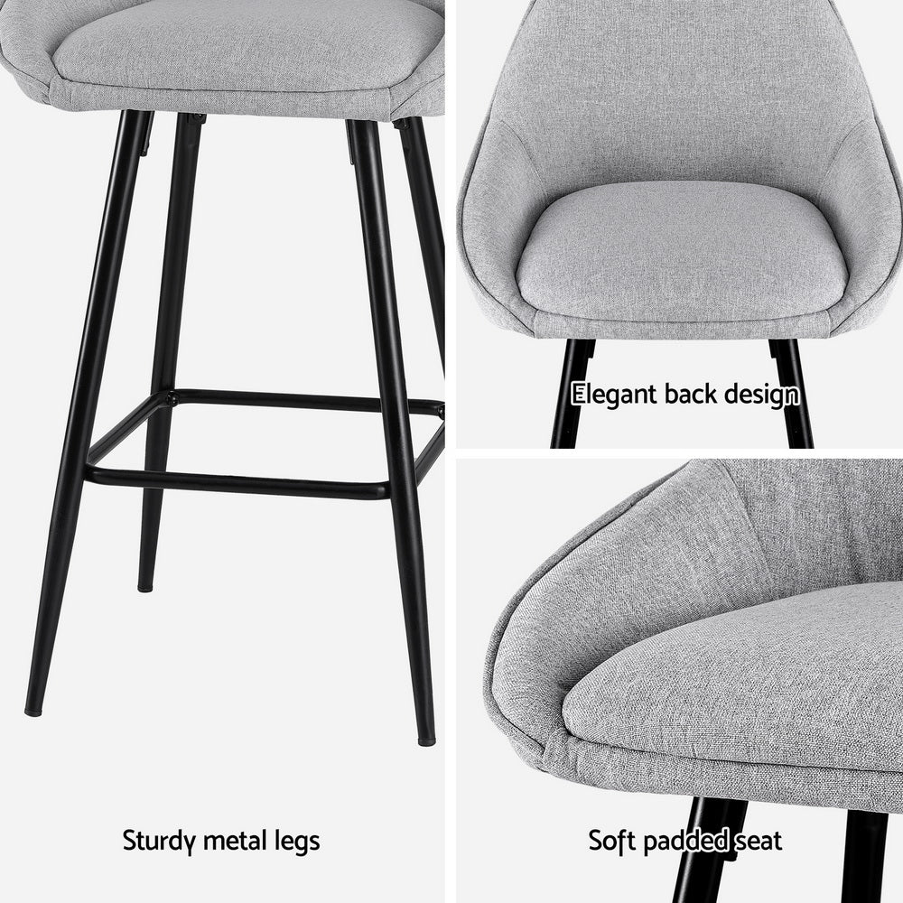 Artiss 2x Bar Stools Upholstered Stool Counter Seat Kitchen Dining Chairs 5