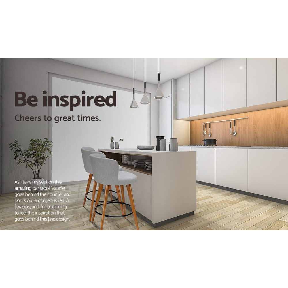 Artiss 4x Bar Stools Linen Padded Wooden Grey 4