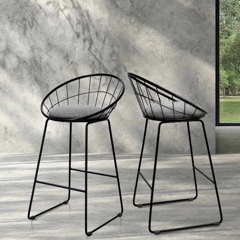 Artiss 2x Bar Stools Padded Seat Metal 7
