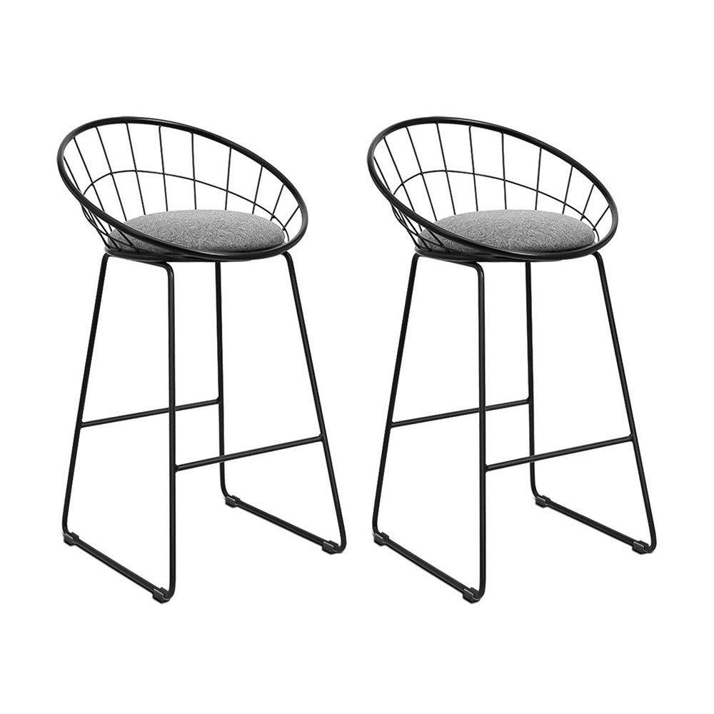 Artiss 2x Bar Stools Padded Seat Metal 8