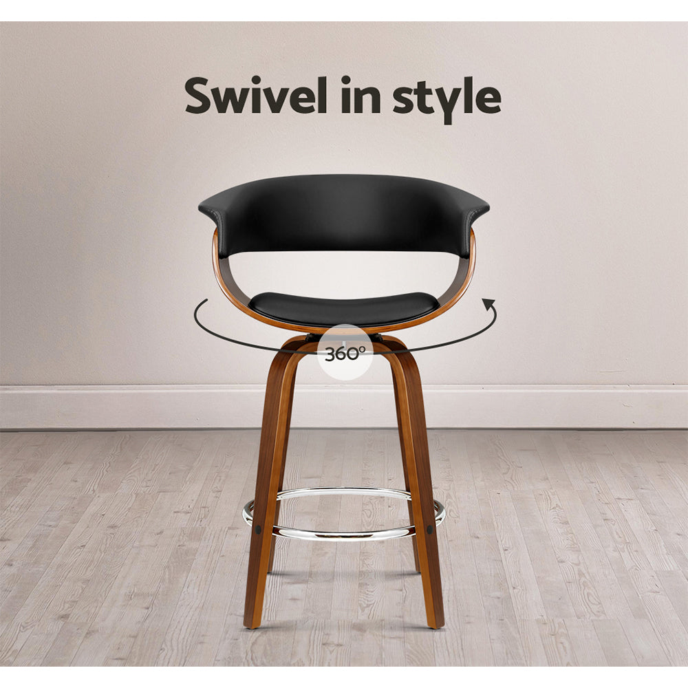 Artiss Bar Stools Swivel PU Seat Wooden 6