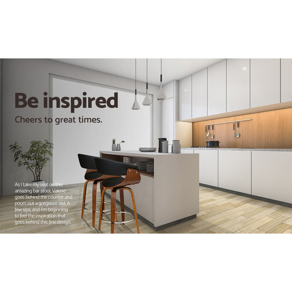 Artiss 4x Bar Stools Swivel PU Seat Wooden 5