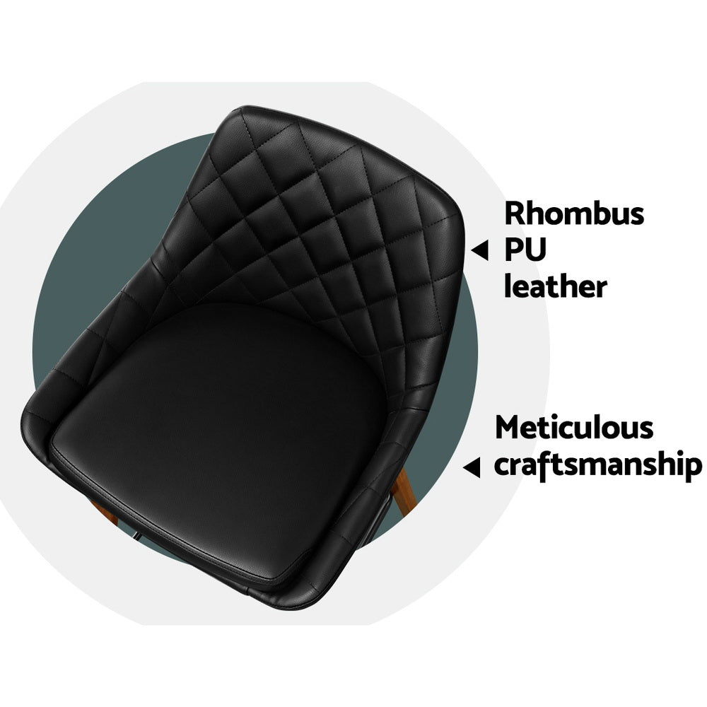 Artiss 2x Bar Stools PU Seat Wooden 6