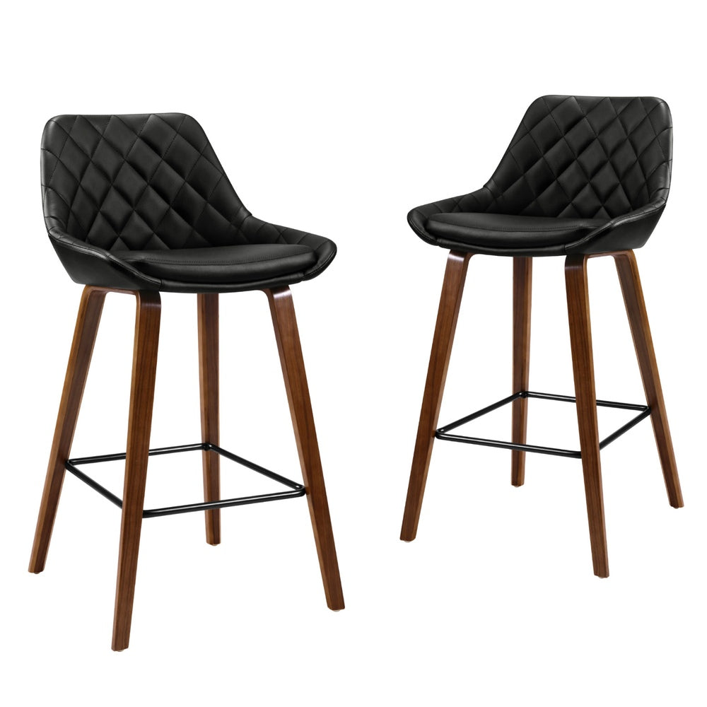 Artiss 4x Bar Stools PU Seat Wooden 3