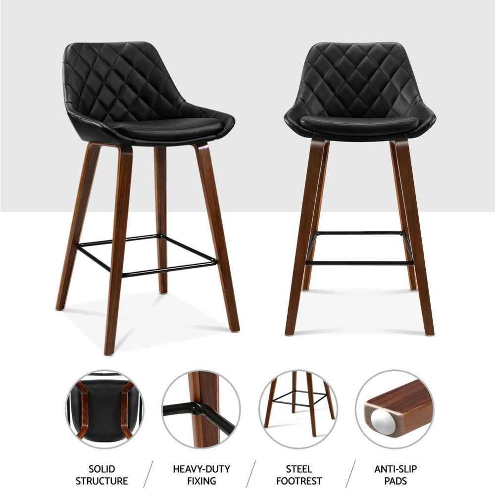 Artiss 4x Bar Stools PU Seat Wooden 5
