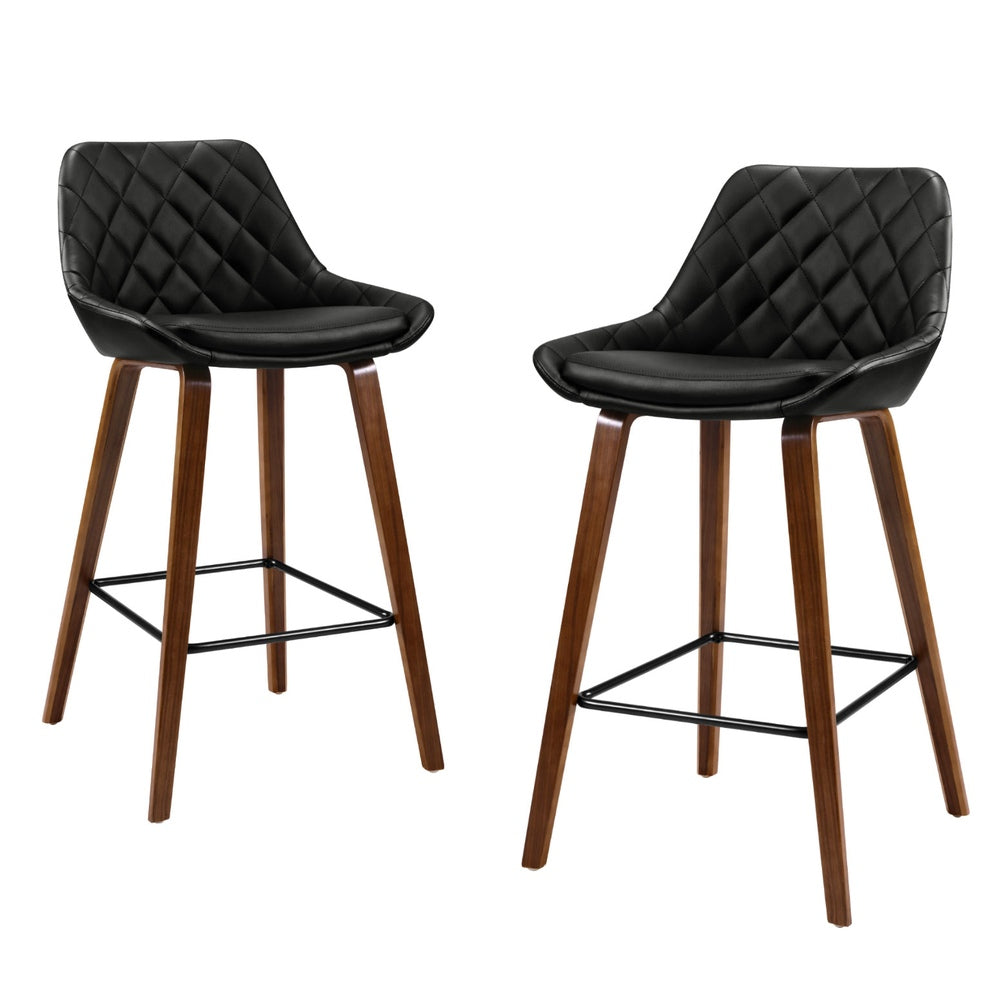 Artiss 4x Bar Stools PU Seat Wooden 7