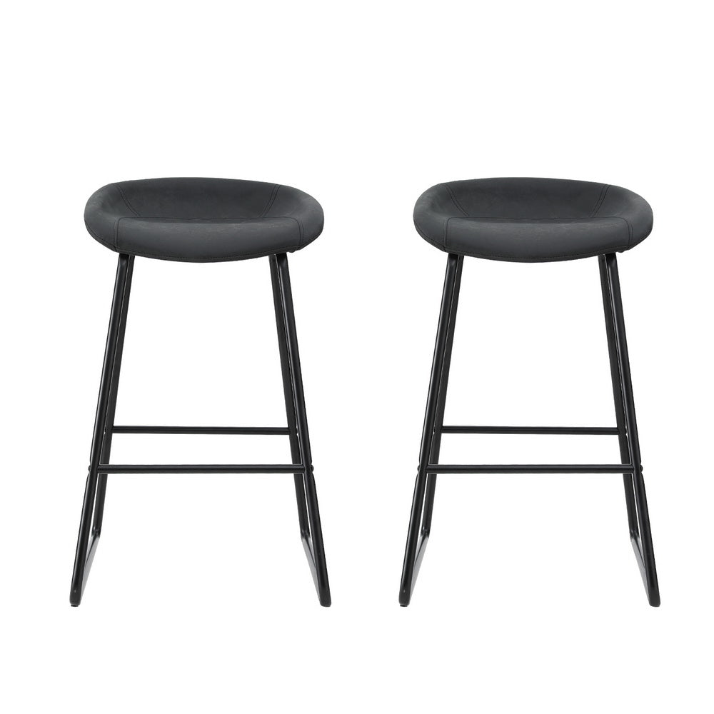 Artiss 2x Bar Stools Kitchen Dining Chairs Counter Stool PU Leather Metal 3