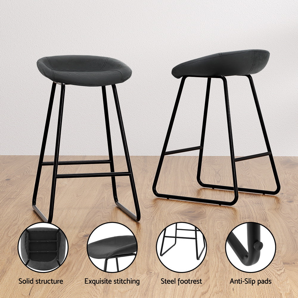 Artiss 2x Bar Stools Kitchen Dining Chairs Counter Stool PU Leather Metal 5