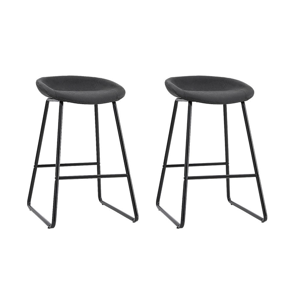 Artiss 2x Bar Stools Kitchen Dining Chairs Counter Stool PU Leather Metal 7