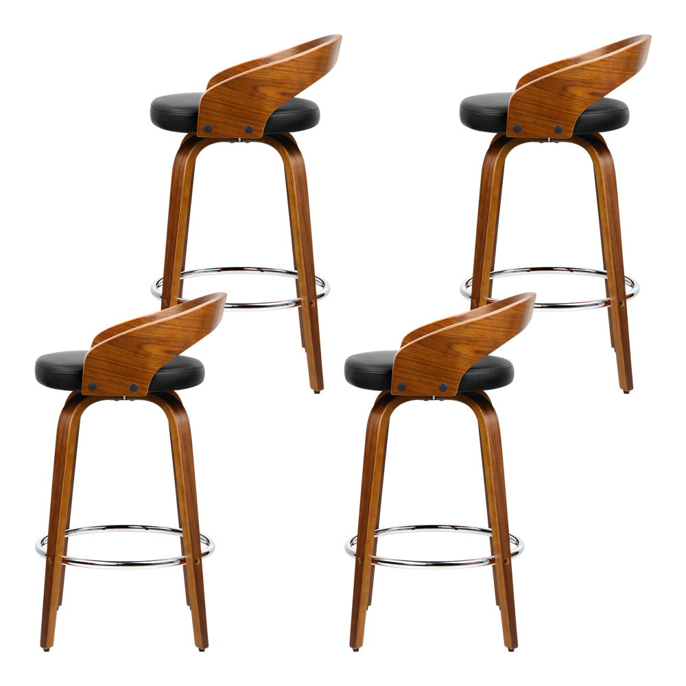 Artiss 4x Bar Stools Swivel Seat Curving Backrest 3