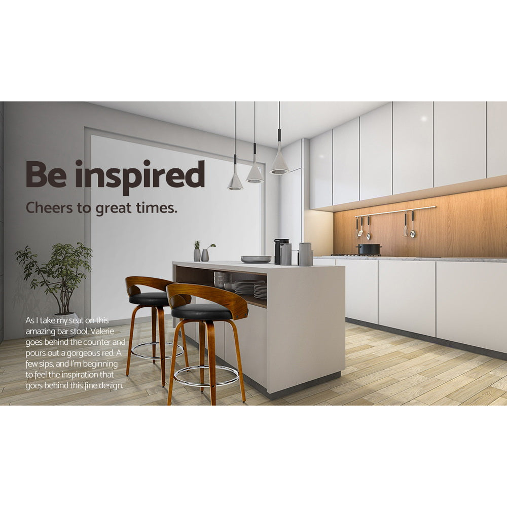 Artiss 4x Bar Stools Swivel Seat Curving Backrest 6