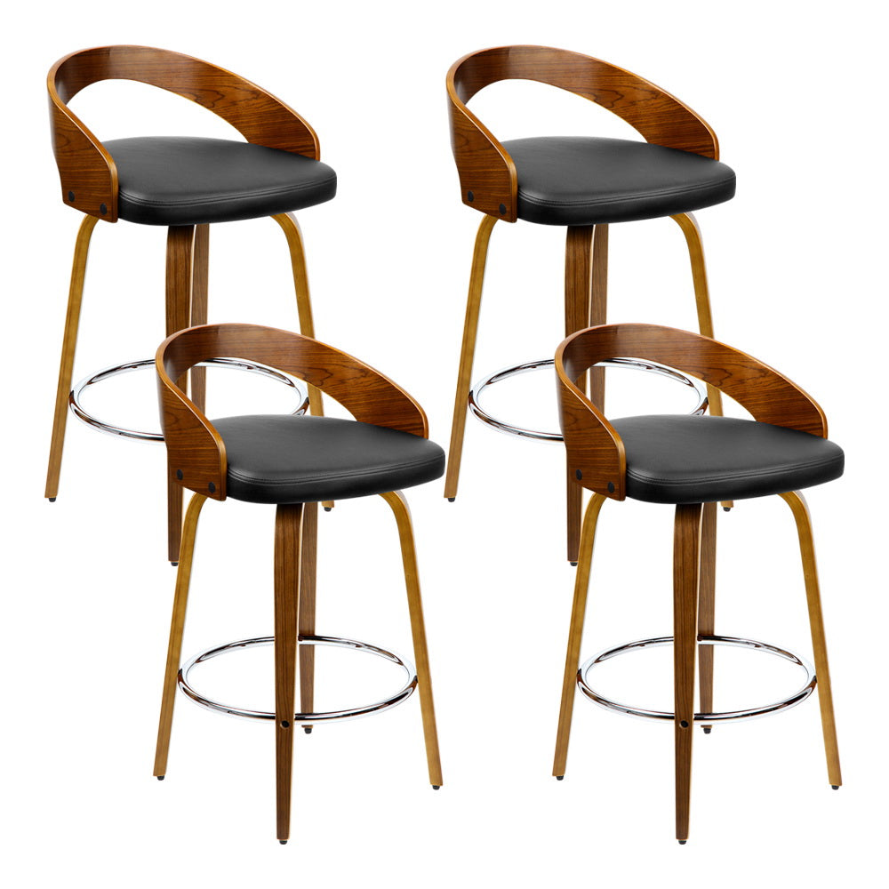 Artiss 4x Bar Stools Swivel Seat Curving Backrest 7