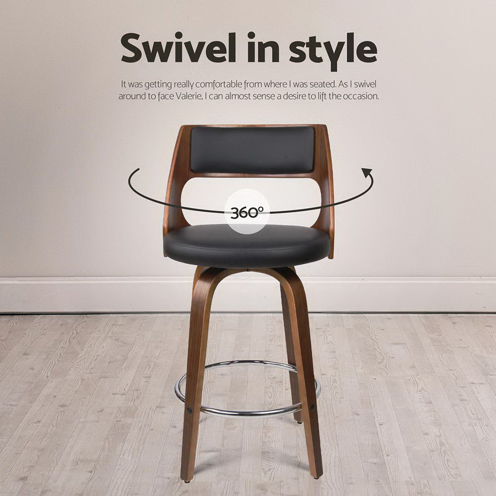 Artiss 4x Bar Stools Swivel Leather Chair 65cm 5