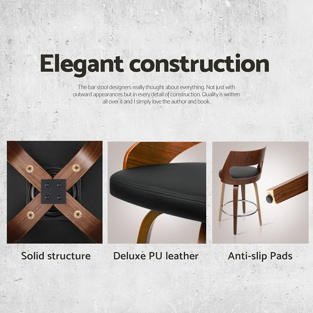 Artiss 4x Bar Stools Swivel Leather Chair 65cm 6
