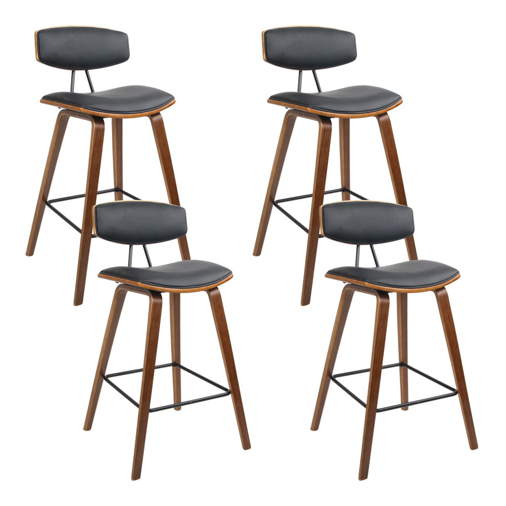 Artiss 4x Bar Stools Leather Padded w/Backrest 3