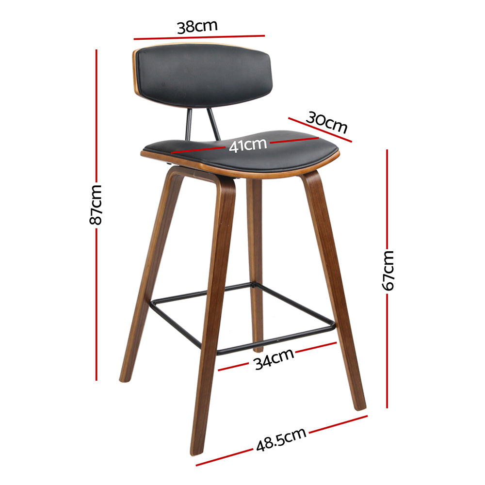 Artiss 4x Bar Stools Leather Padded w/Backrest 4