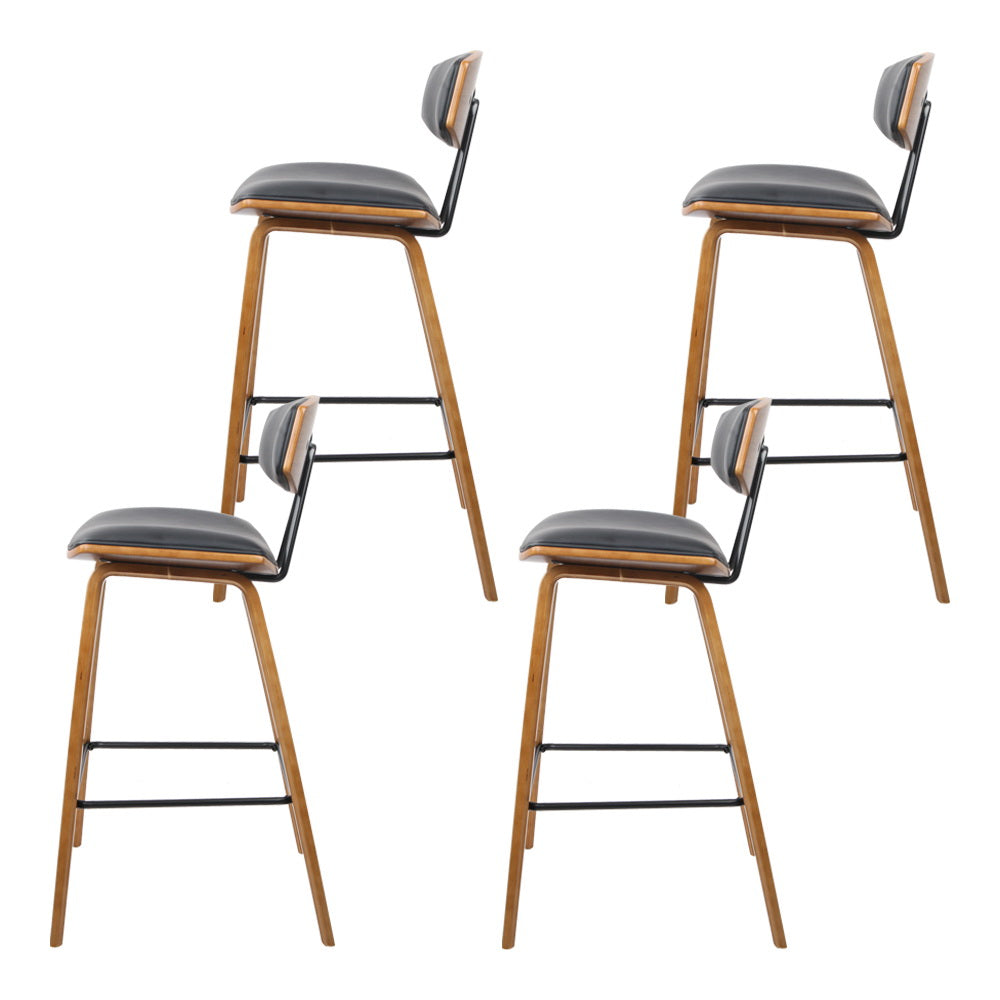Artiss 4x Bar Stools Leather Padded w/Backrest 5