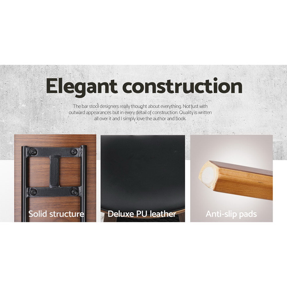 Artiss 4x Bar Stools Leather Padded w/Backrest 7