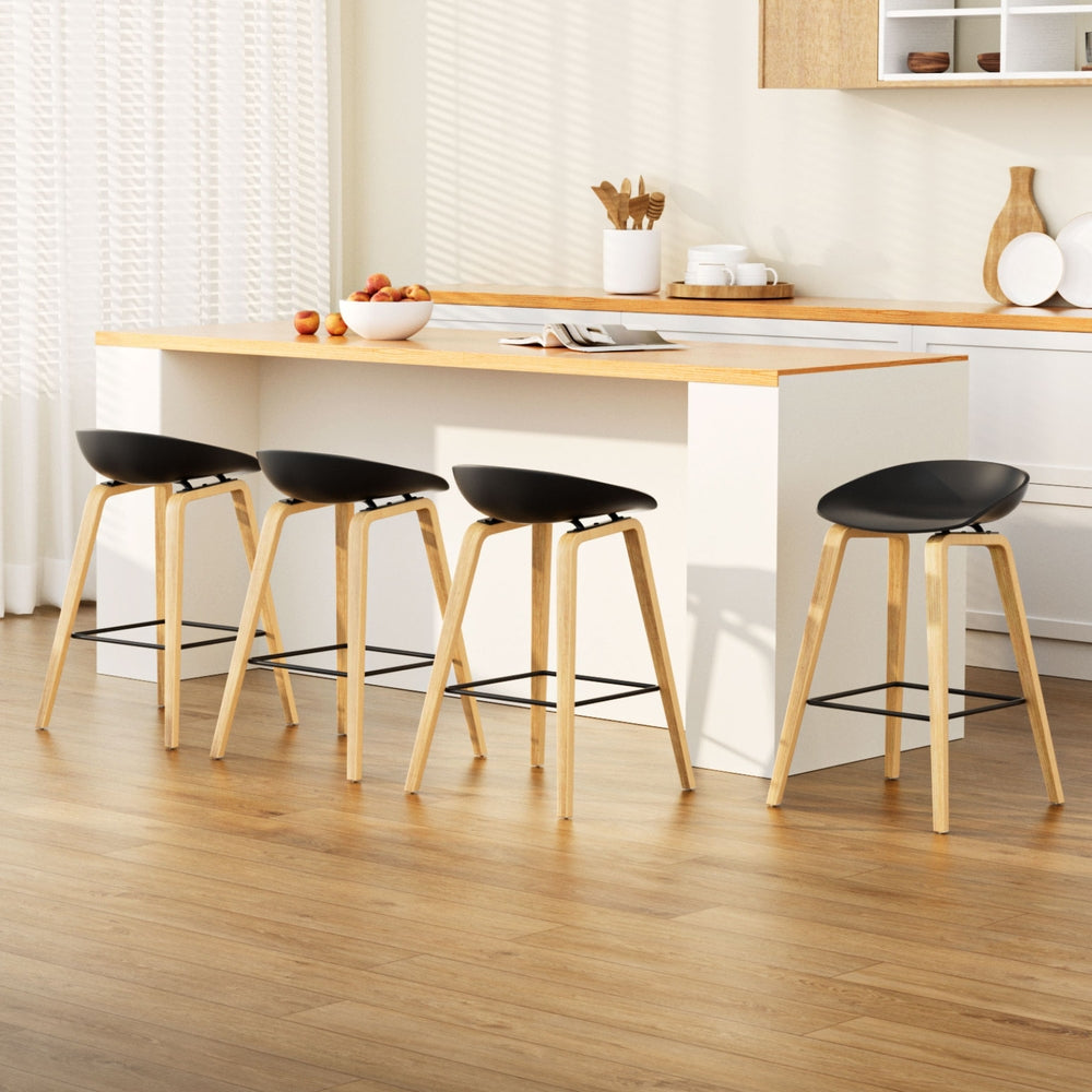 4x Artiss Bar Stools Kitchen Counter Stool Dining Chairs Wooden Black 7