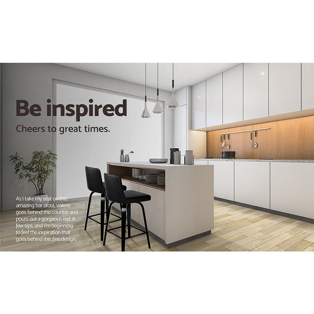 Artiss Bar Stools Kitchen Leather Barstools Swivel Wooden Chairs X2 5