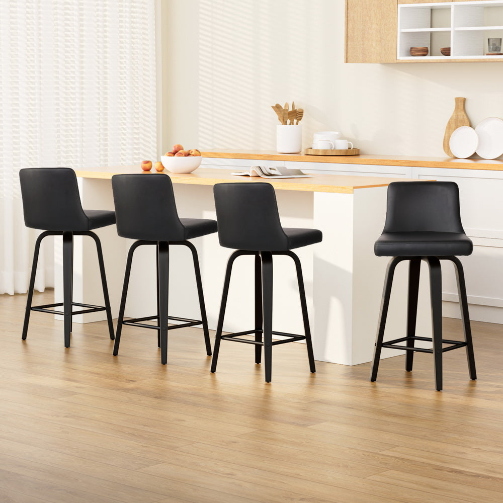 Artiss Bar Stools Kitchen Leather Barstools Swivel Wooden Chairs X4 7