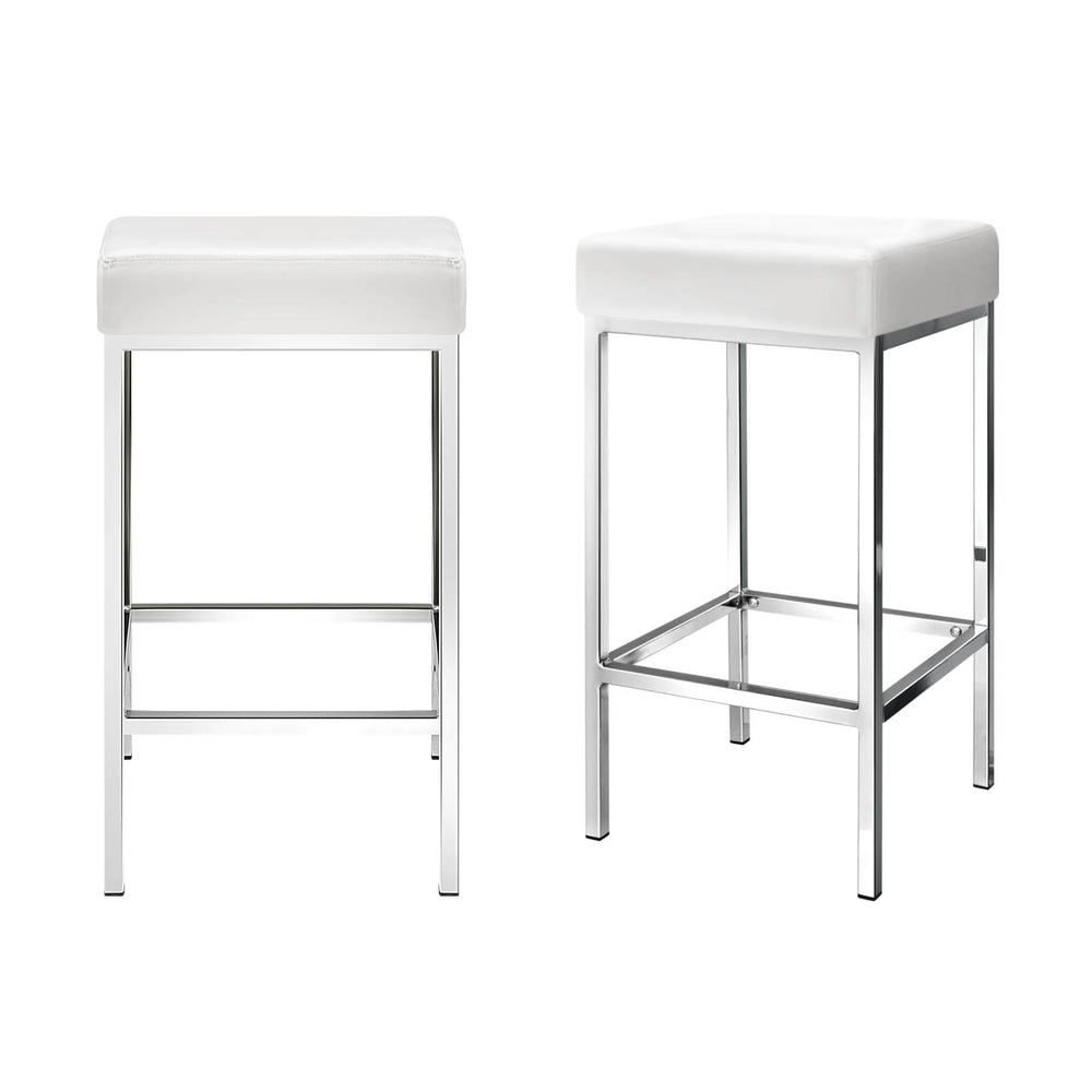 Artiss 4x Bar Stools Leather Padded Metal White 7