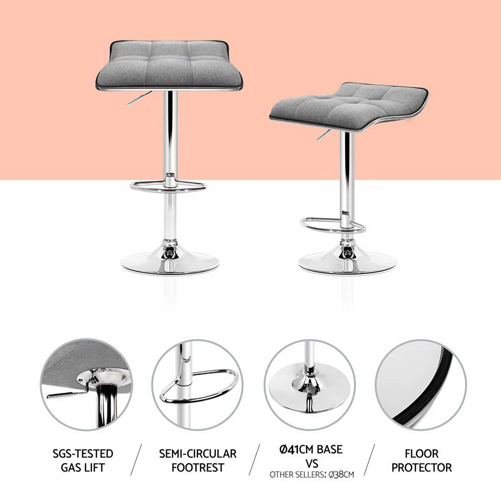 Artiss 4x Bar Stools Linen Padded Gas Lift 4